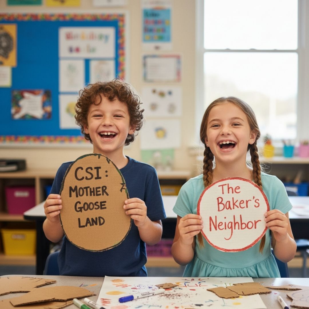 two students holding up a sign